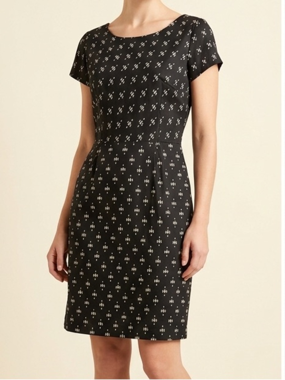 J. Crew Silk Mini Dress Size 6 Short Sleeve Abstract Polka Dots Print Scoop Neck
